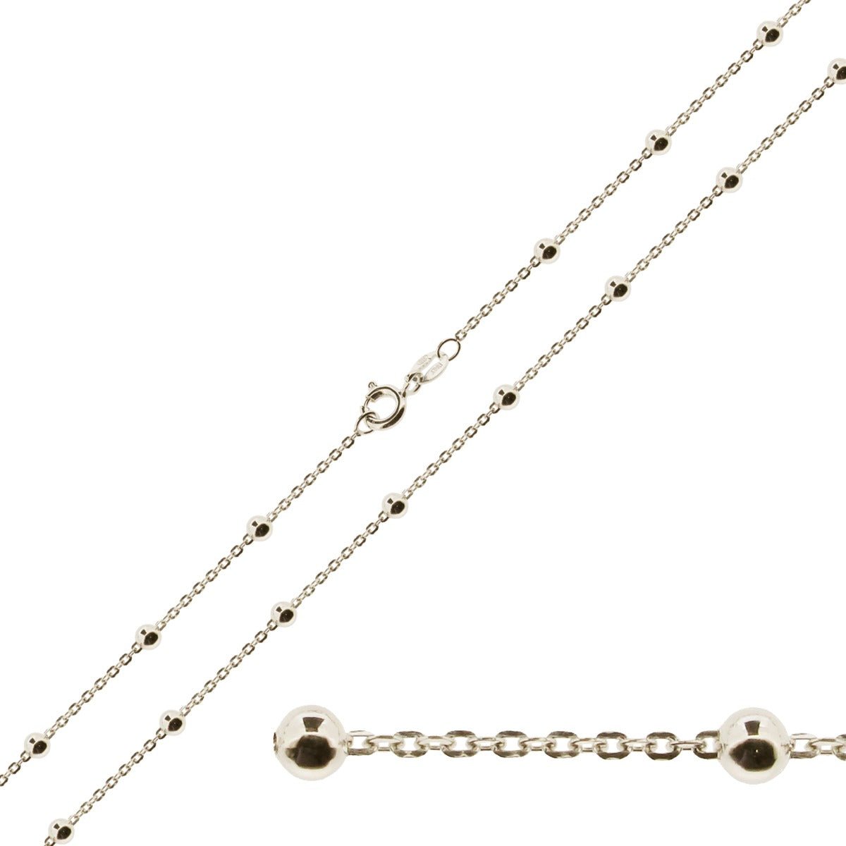 Sterling Silver Bead Ball & Trace Chain - Love Silver Jewellery