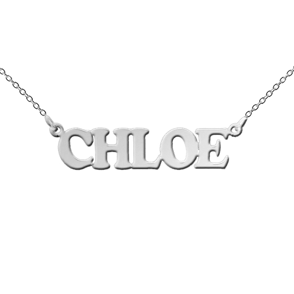 9ct White Gold Cooper Style Personalised Name Necklace - Love Silver Jewellery