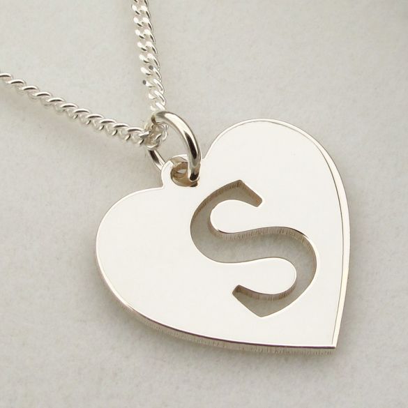 Sterling Silver Initial Heart Pendant - Love Silver Jewellery