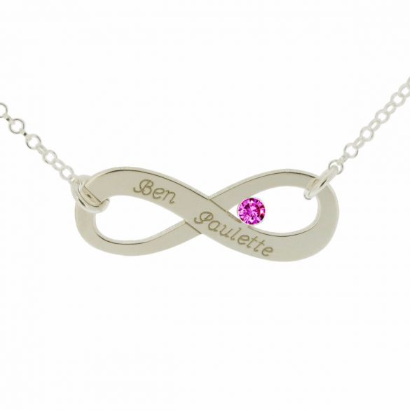 Sterling Silver Infinity Necklace With CZ Crystal - Love Silver Jewellery