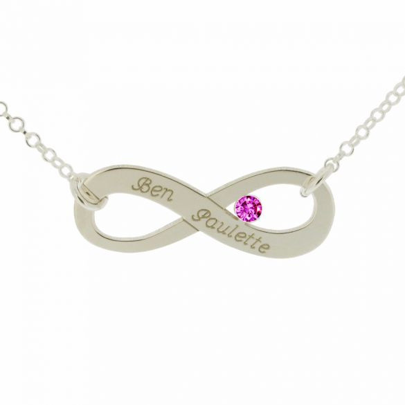 9ct White Gold Infinity Necklace With CZ Crystal - Love Silver Jewellery