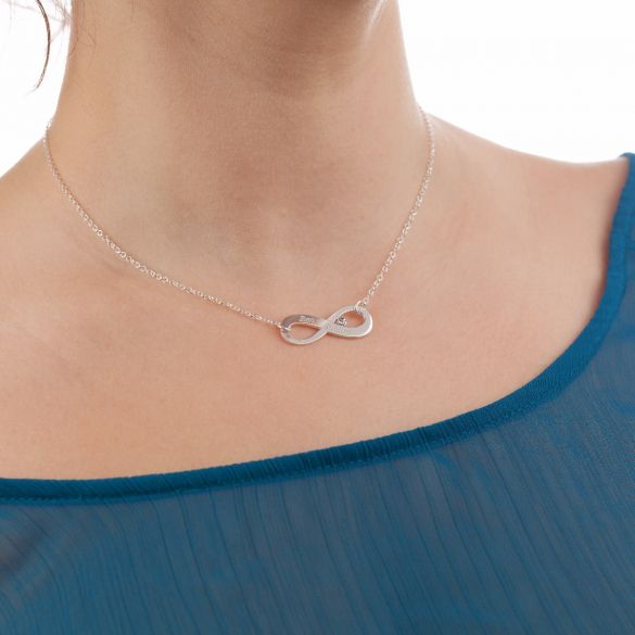 Sterling Silver Infinity Necklace With CZ Crystal - Love Silver Jewellery