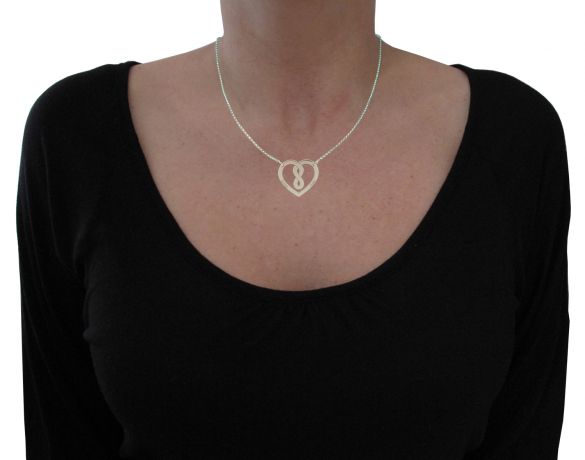9ct White Gold Heart Infinity Necklace