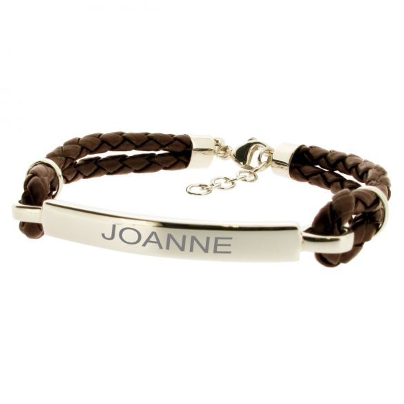 Ladies ID Bracelet Leather and Sterling Silver