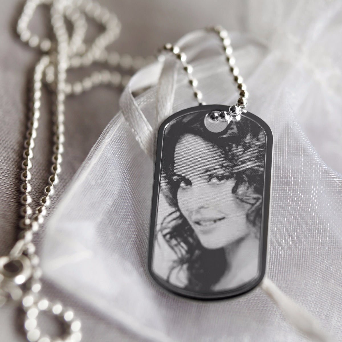 Sterling Silver Photo Engraved Dog Tag With Optional Engraving - Love Silver Jewellery
