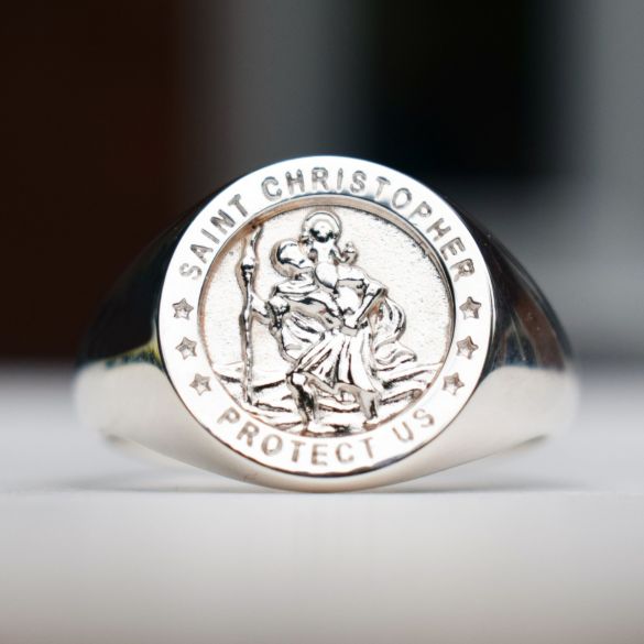 Sterling Silver St Christopher Ring - Love Silver Jewellery
