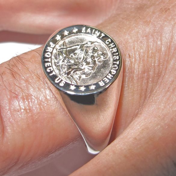 Sterling Silver St Christopher Ring - Love Silver Jewellery