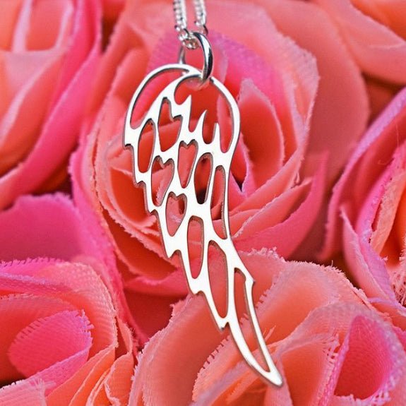 Sterling Silver Angel Wing Pendant Necklace - Love Silver Jewellery