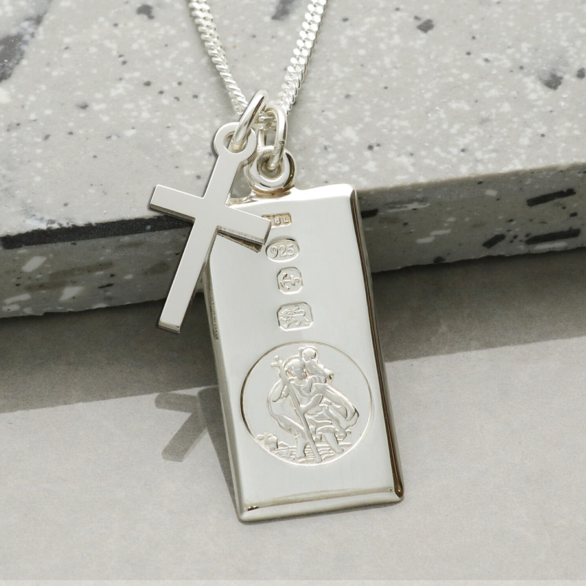 Sterling Silver Custom Hallmarked St Christopher Ingot With Optional Engraving and Chain