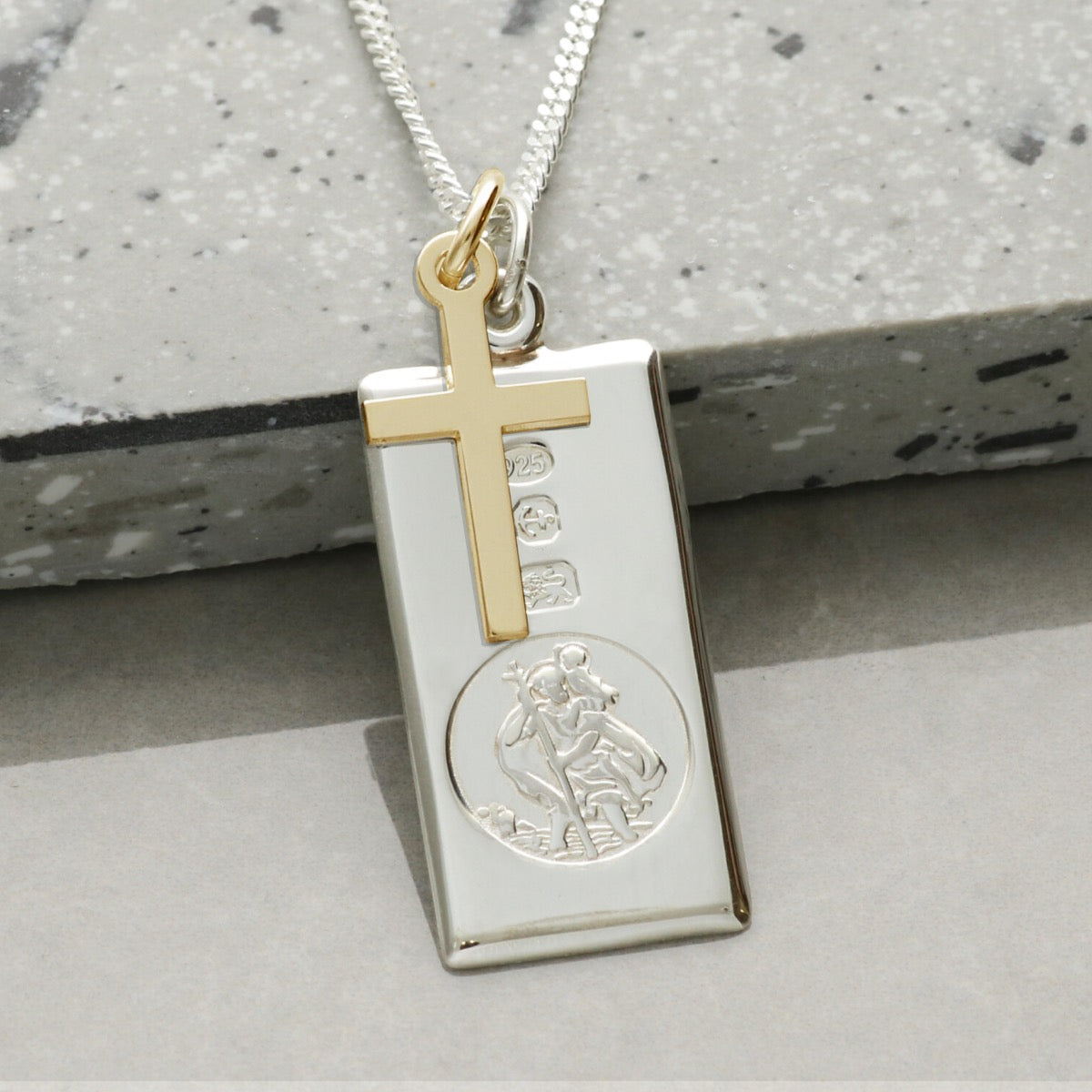 Sterling Silver Custom Hallmarked St Christopher Ingot With Optional Engraving and Chain