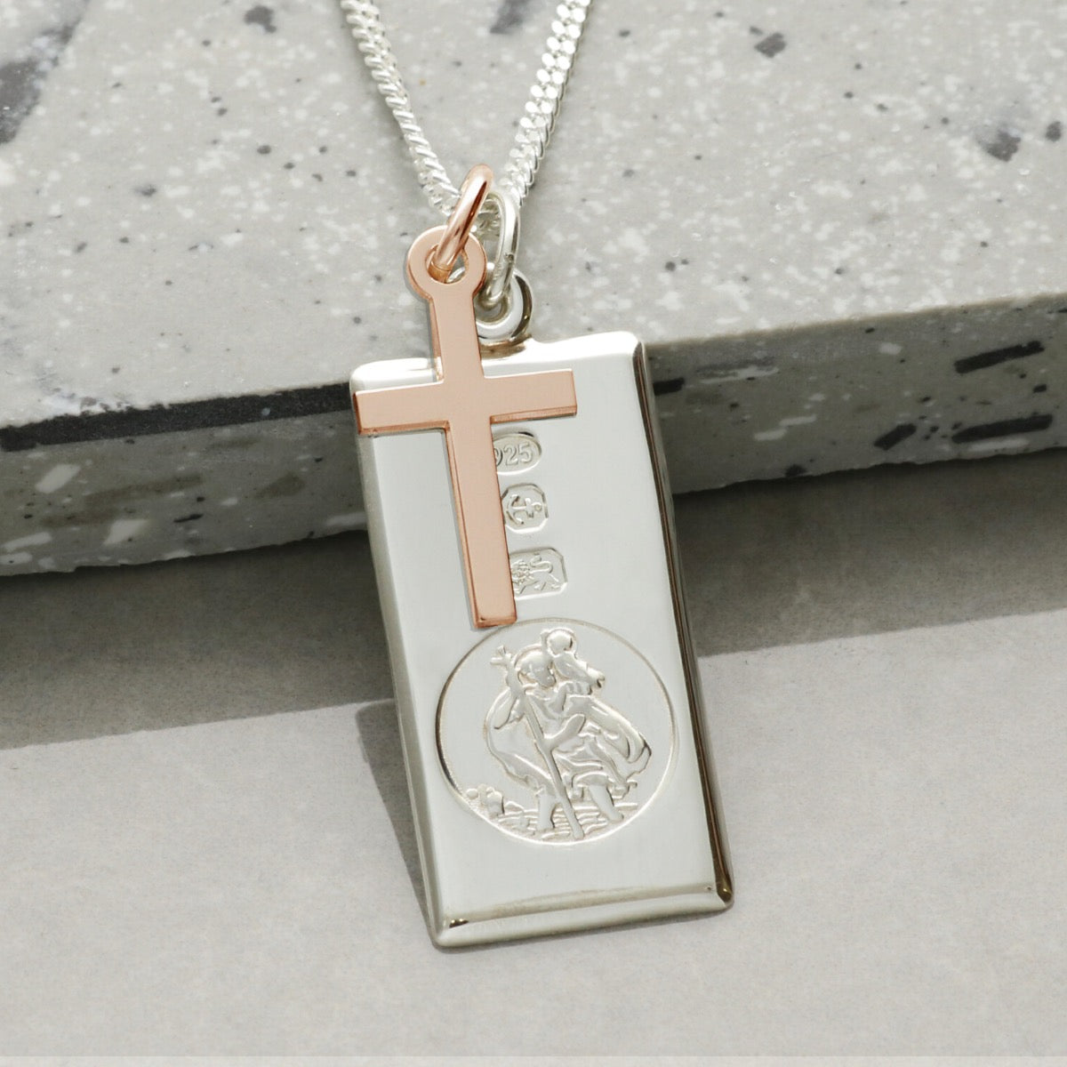 Sterling Silver Custom Hallmarked St Christopher Ingot With Optional Engraving and Chain