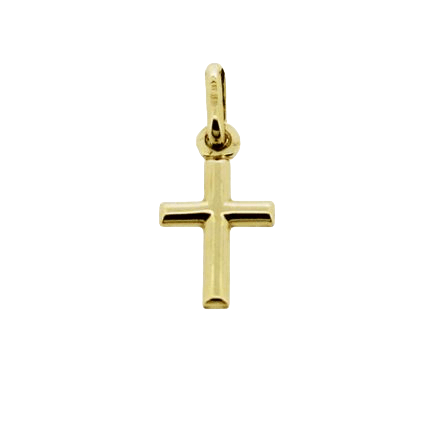 9ct Solid Yellow Gold Small Cross Pendant With Optional Chain - Love Silver Jewellery