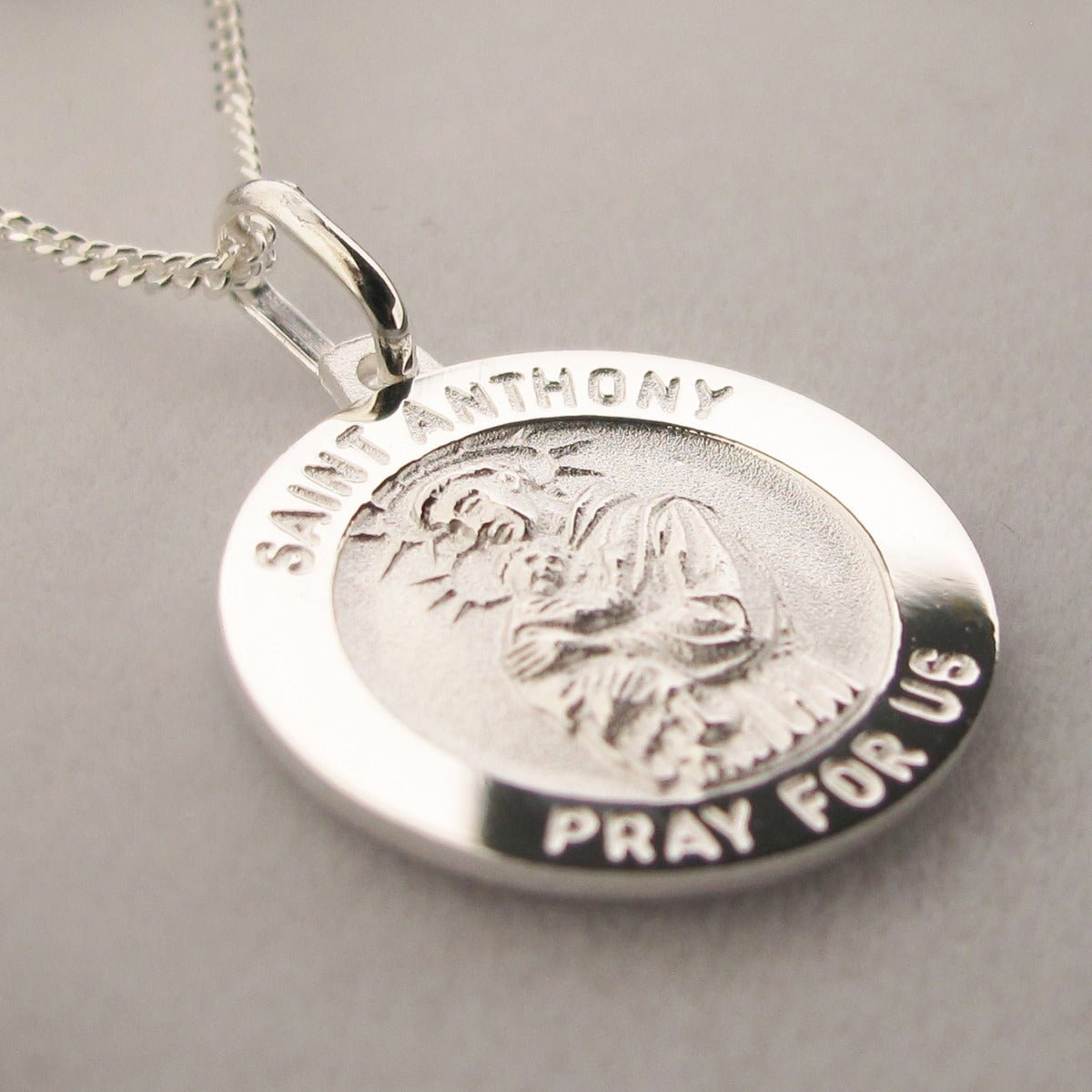 Sterling Silver St Anthony Medal 3D With Optional Engraving and Chain - Love Silver Jewellery