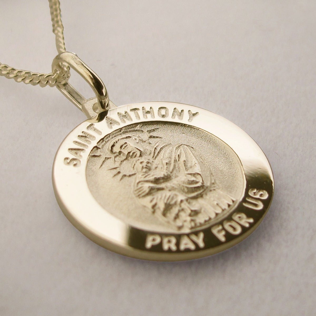 9ct Yellow Gold Plated St Anthony 3D Medal With Optional Engraving and Chain - Love Silver Jewellery