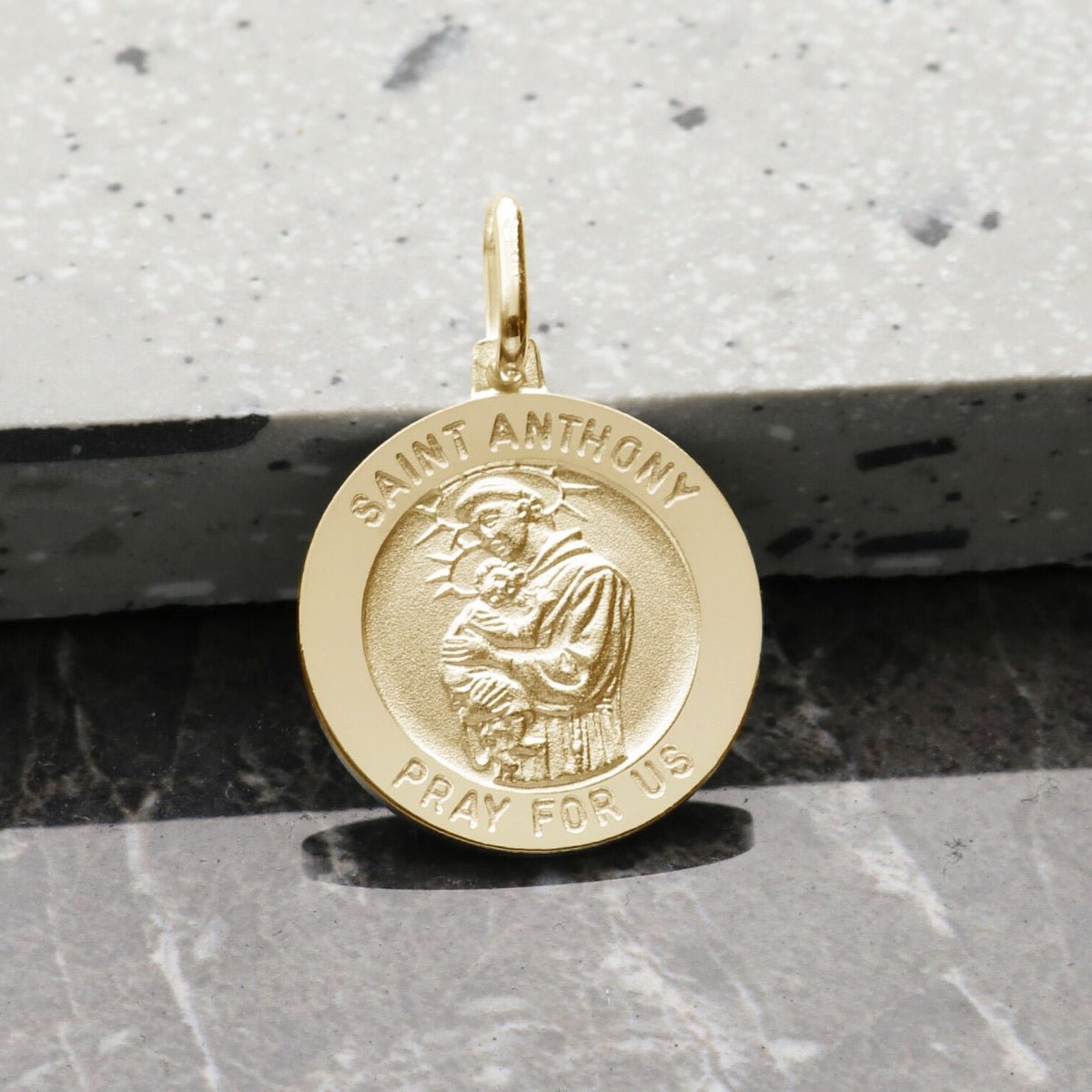9ct Yellow Gold Plated St Anthony 3D Medal With Optional Engraving and Chain - Love Silver Jewellery