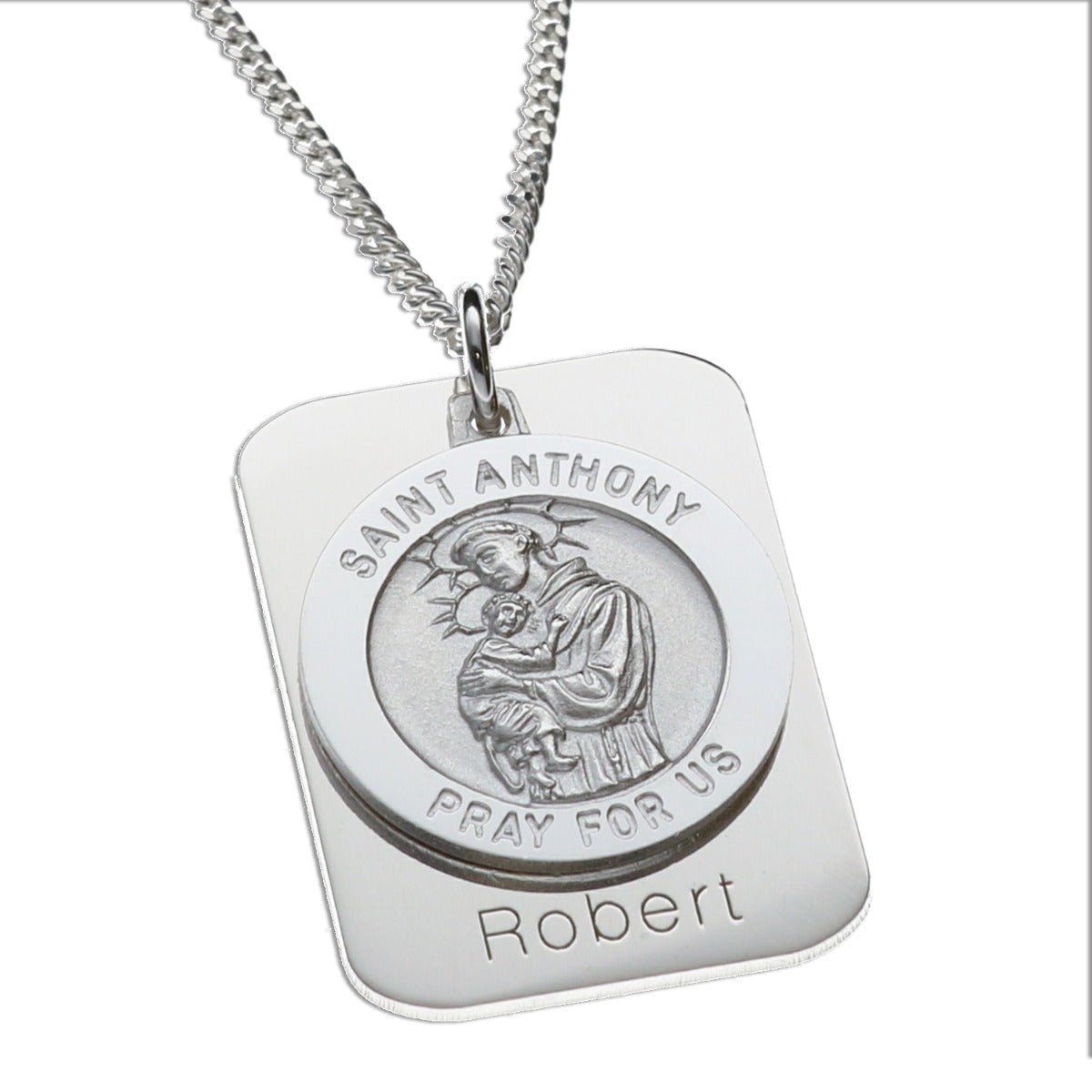 Sterling Silver Personalised St Anthony With Concealed St Anthony Prayer and Optional Engraving - Love Silver Jewellery