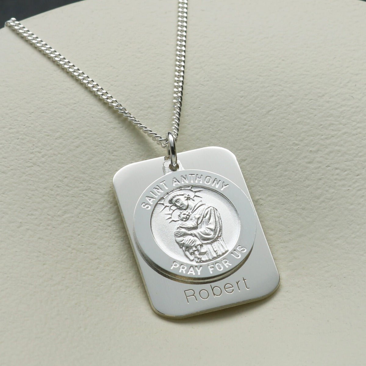 Sterling Silver Personalised St Anthony With Concealed St Anthony Prayer and Optional Engraving - Love Silver Jewellery