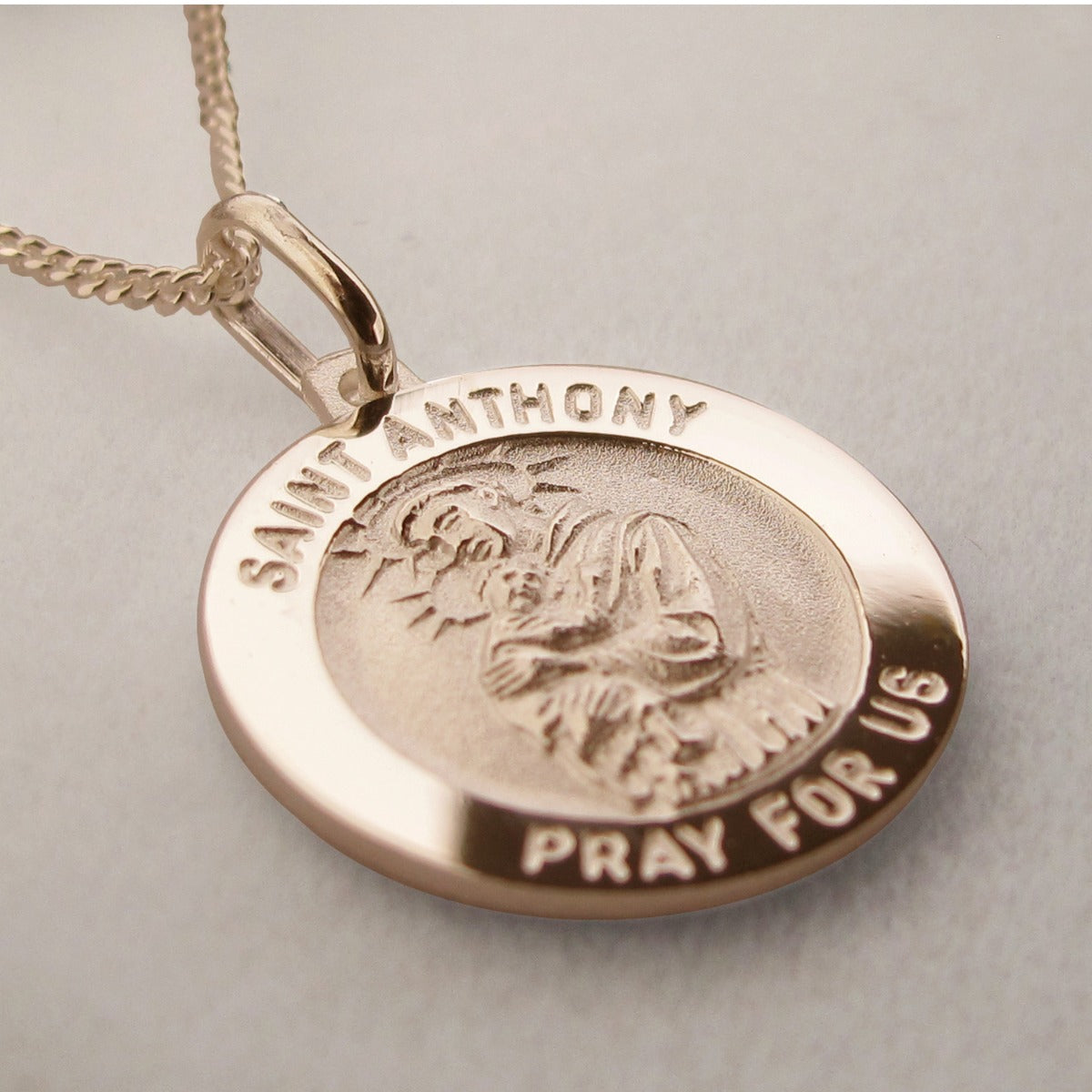 9ct Rose Gold Vermeil St Anthony 3D Medal