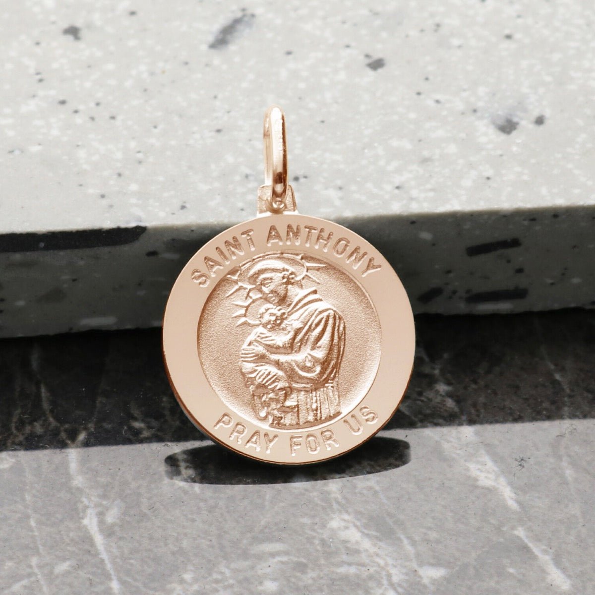 9ct Rose Gold Plated St Anthony 3D Medal With Optional Engraving and Chain - Love Silver Jewellery
