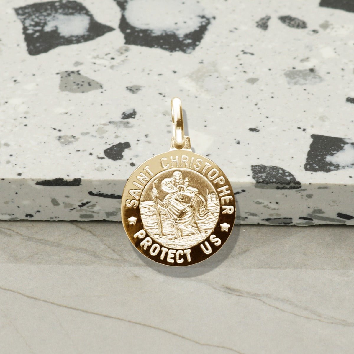 9ct Yellow Gold 15mm 3D St Christopher Pendant With Optional Engraving and Chain - Love Silver Jewellery