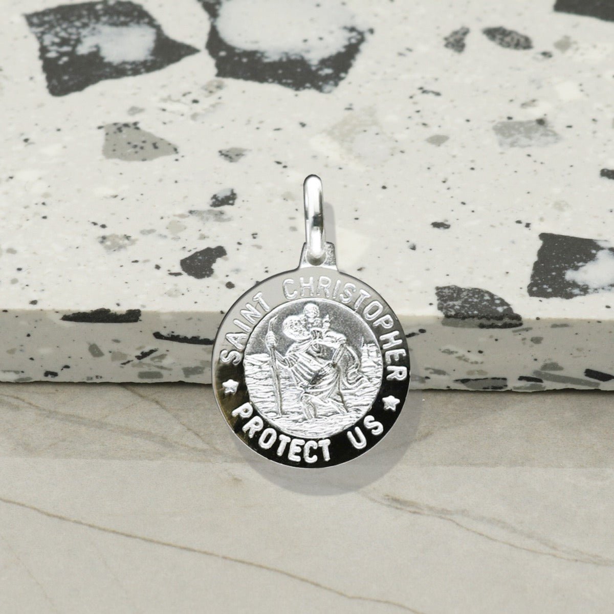 Sterling Silver 15mm 3D St Christopher Pendant With Optional Engraving and Chain - Love Silver Jewellery