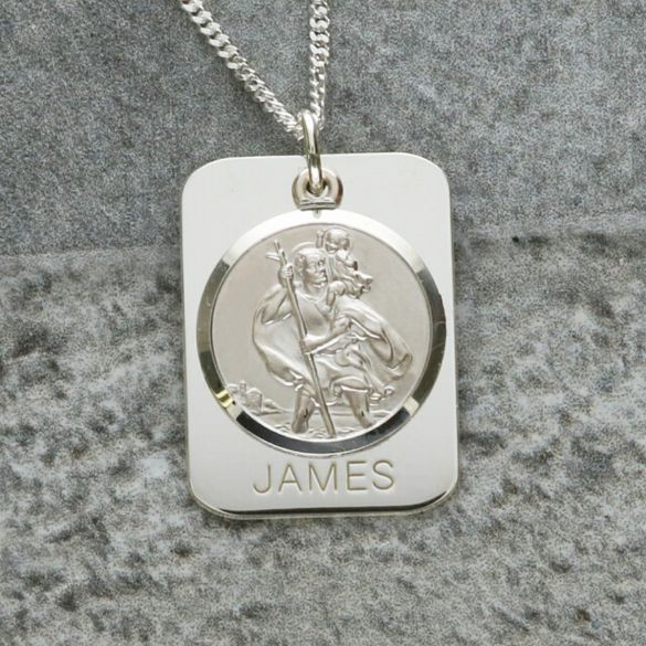 PERSONALISATION DEMO - Sterling Silver Personalised Rectangle St Christopher With Travellers Prayer (Copy) - Love Silver Jewellery