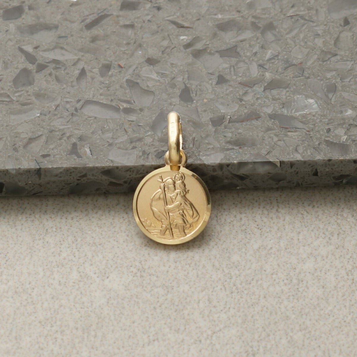 9ct Yellow Gold 8mm St Christopher Pendant With Optional Engraving and Chain - Love Silver Jewellery