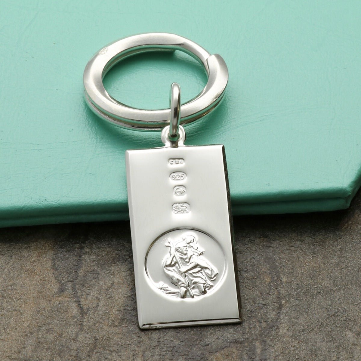Sterling Silver Custom Hallmarked Large St Christopher Ingot Keyring With Optional Engraving - Love Silver Jewellery