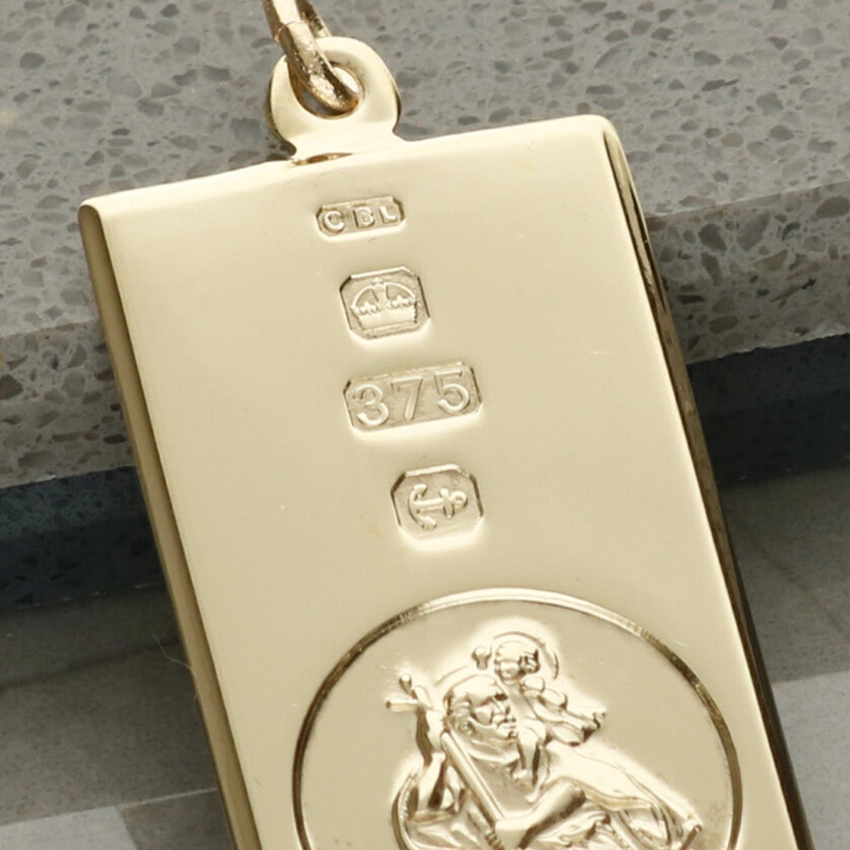 9ct Yellow Gold Custom Hallmarked Small St Christopher Ingot With Optional Engraving and Chain
