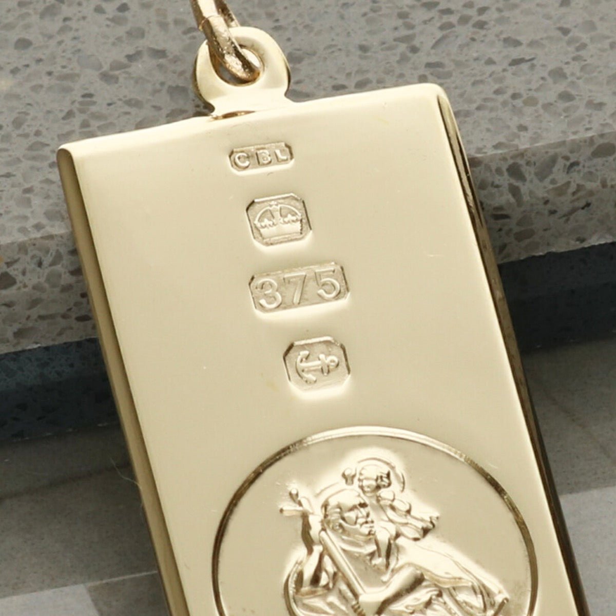 9ct Yellow Gold Custom Hallmarked Small St Christopher Ingot With Optional Engraving and Chain - Love Silver Jewellery