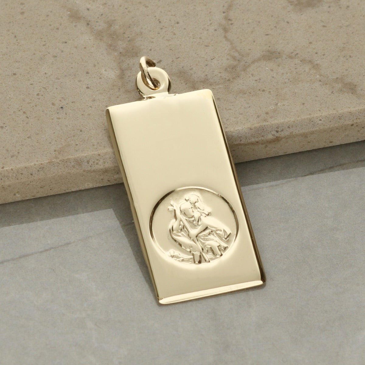 9ct Yellow Gold St Christopher Ingot With Optional Engraving and Chain - Love Silver Jewellery