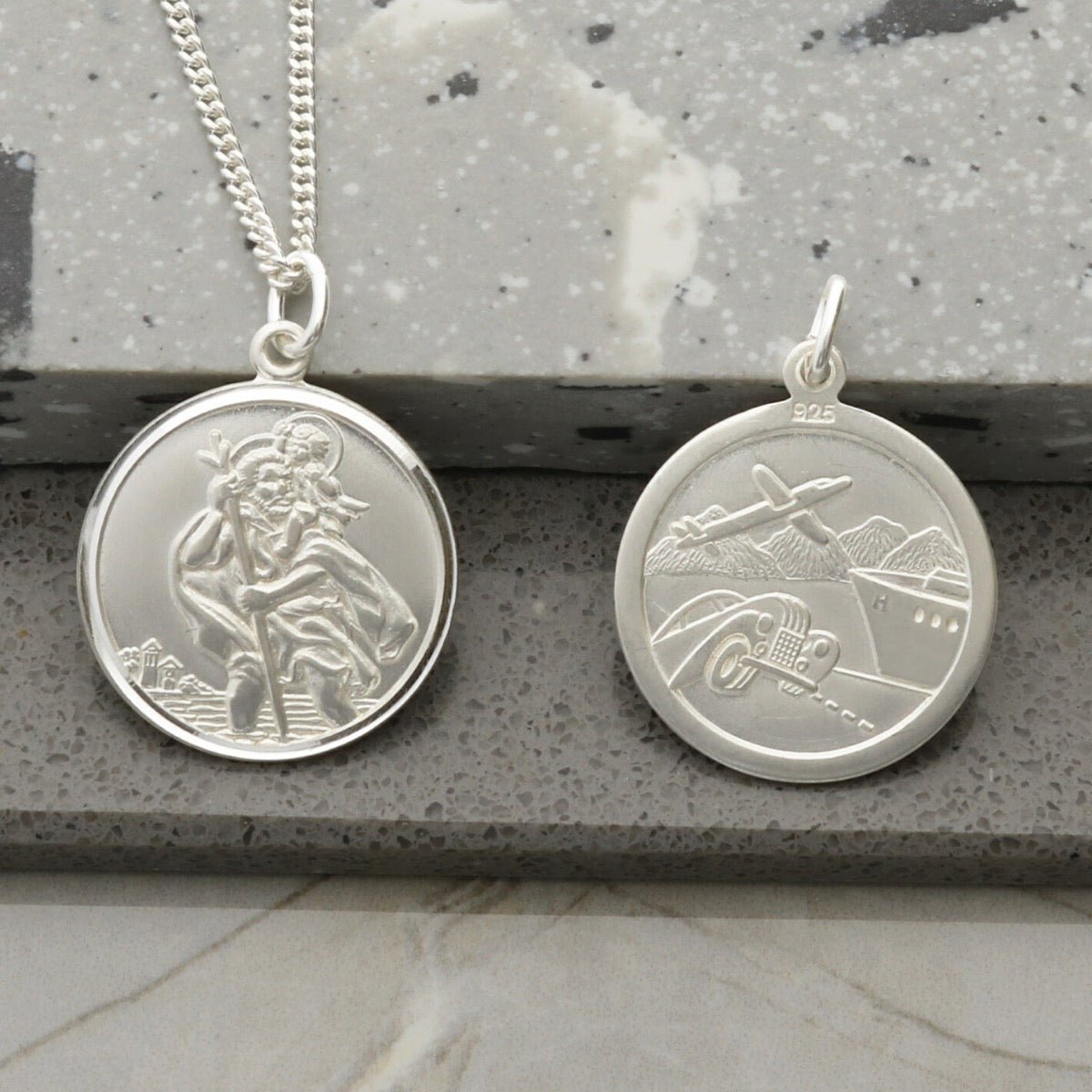 Sterling Silver Round Reversible St Christopher Pendant With Optional Chain - Love Silver Jewellery
