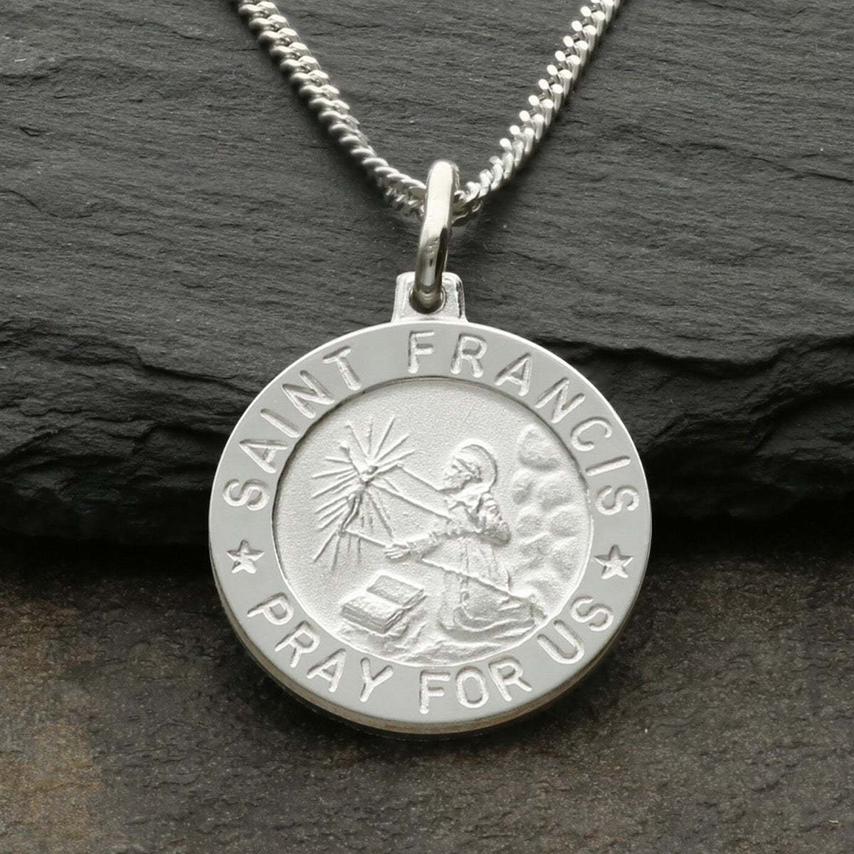 Sterling Silver St Francis Medal With Optional Engraving and Chain