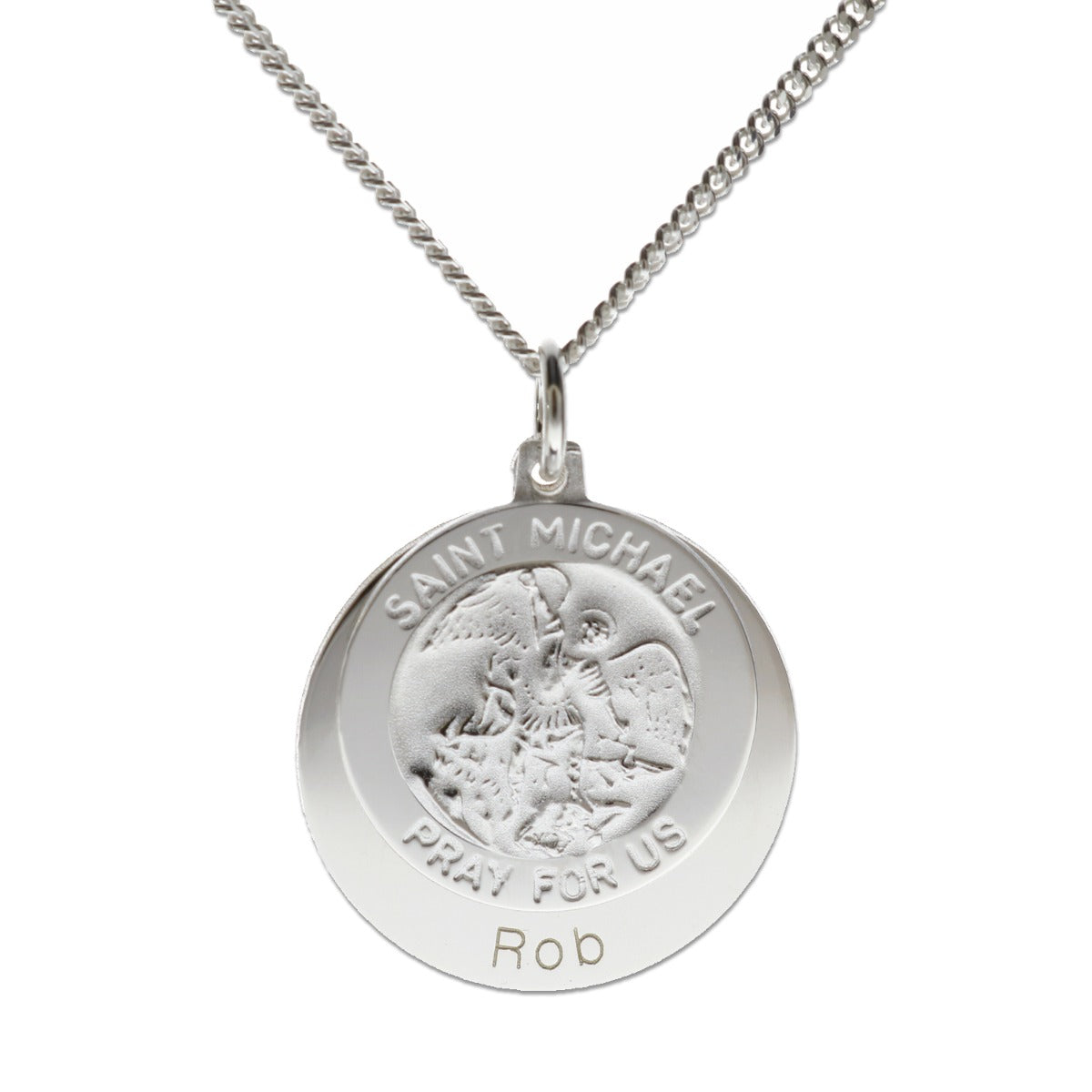 Sterling Silver Personalised St Michael With Concealed St Michaels Prayer