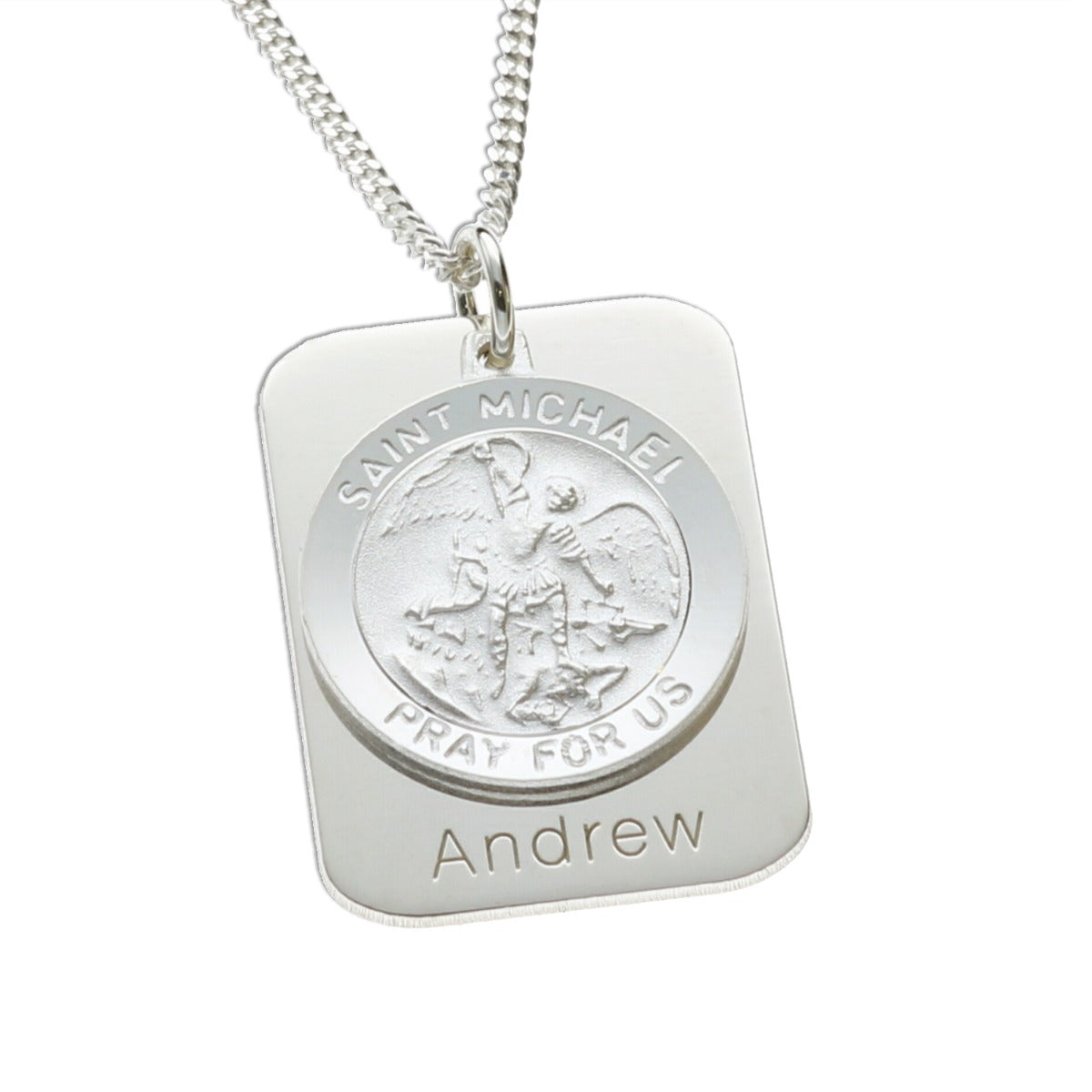 Sterling Silver Personalised St Michael With Concealed St Michaels Prayer and Optional Engraving