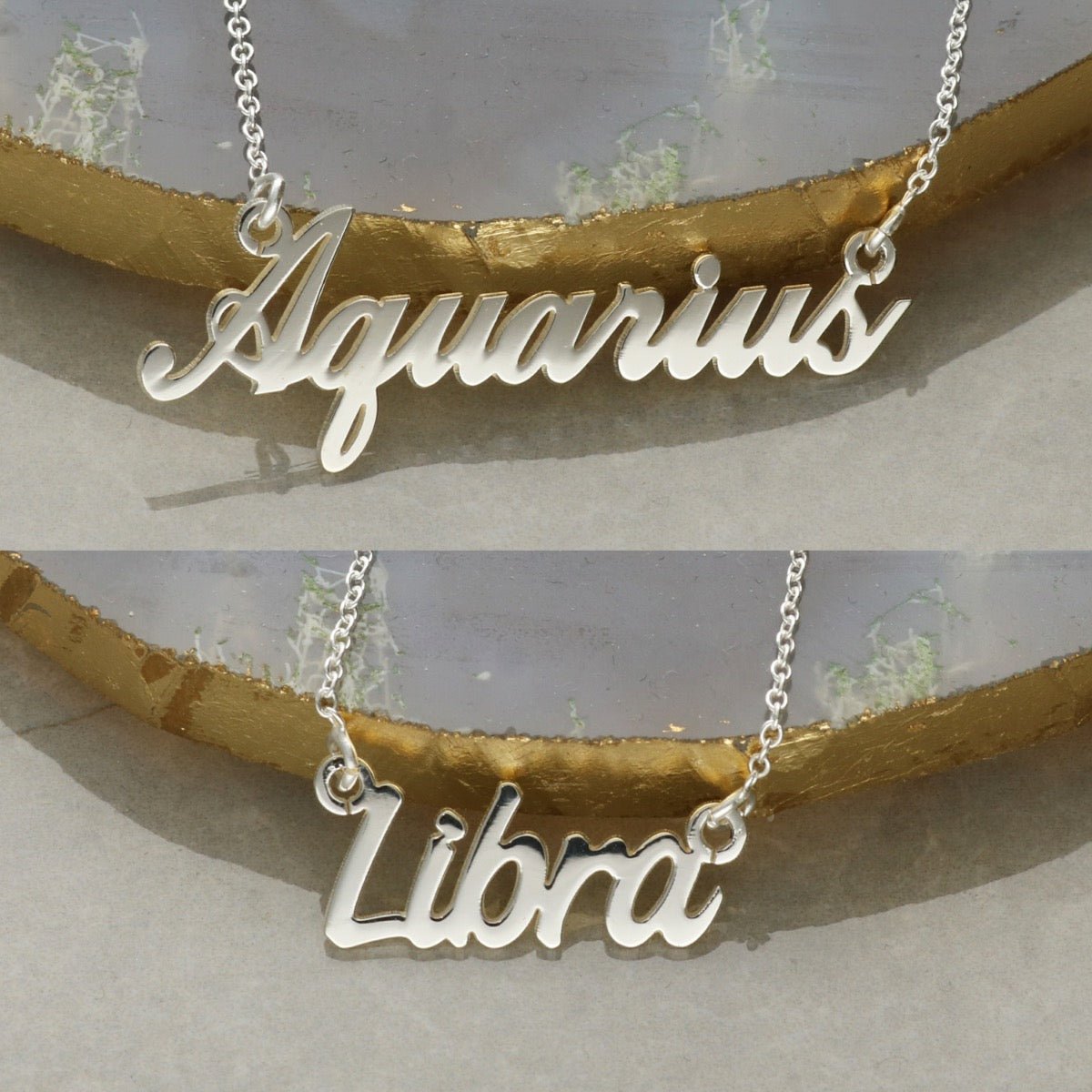 Star Sign Name Necklace Sterling Silver With Gold Plating Option - Love Silver Jewellery