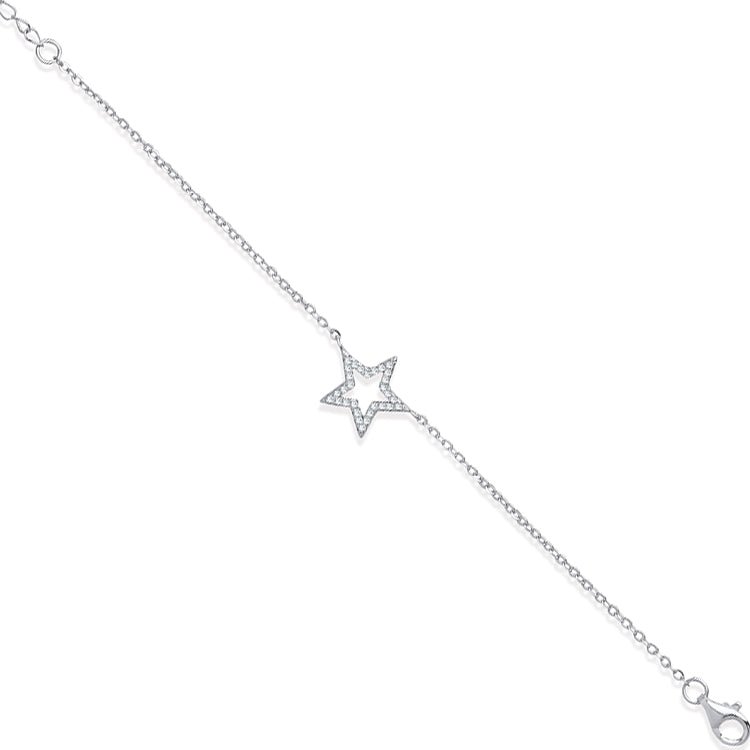 Sterling Silver CZ Set Star Necklace - Love Silver Jewellery