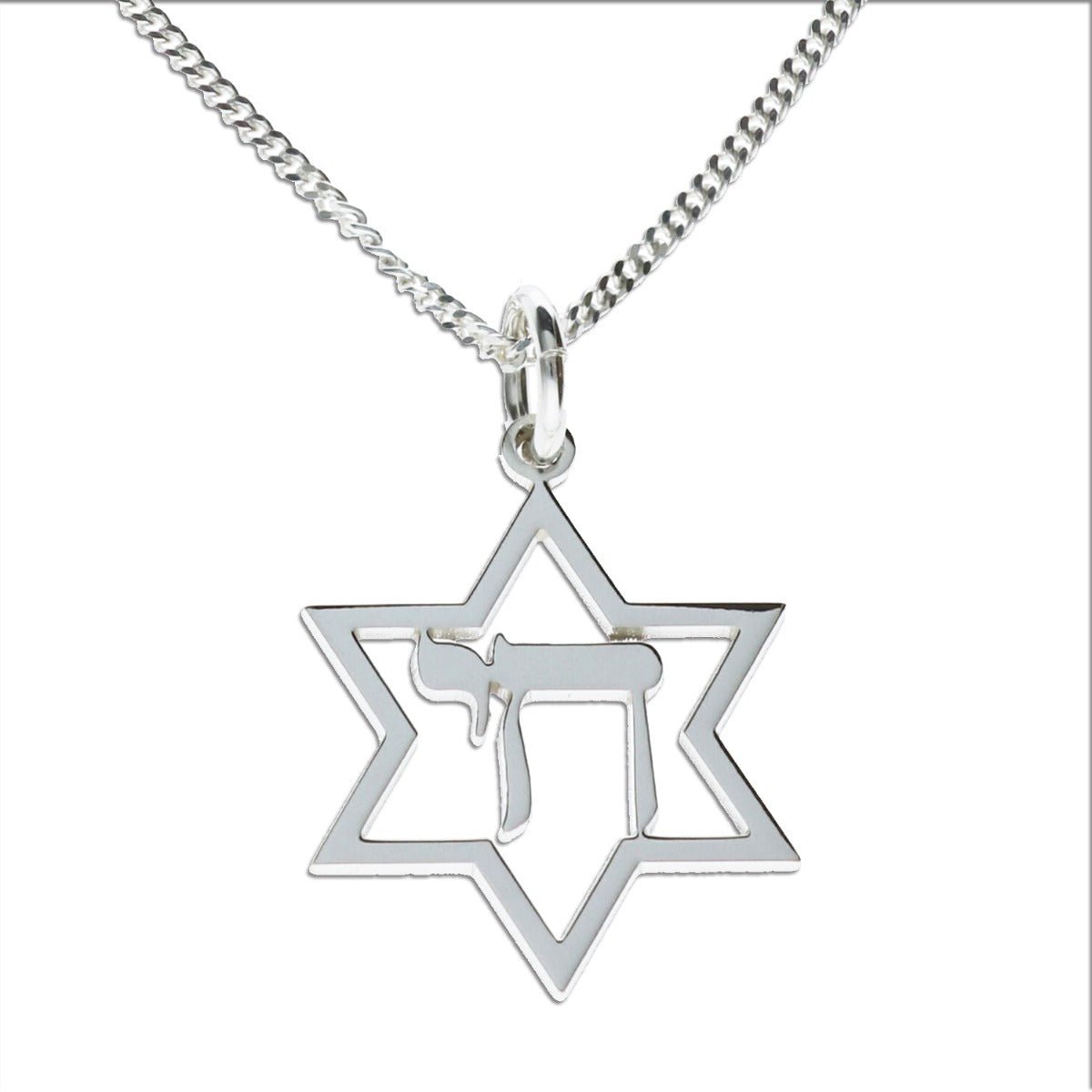 Sterling Silver Star Of David & Chai Pendant With Chain - Love Silver Jewellery