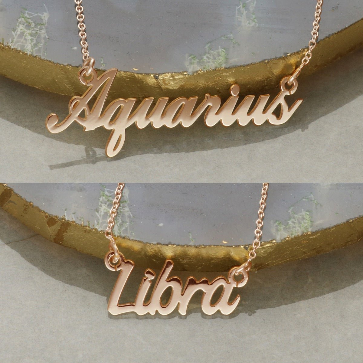 Star Sign Name Necklace Sterling Silver With Gold Plating Option - Love Silver Jewellery