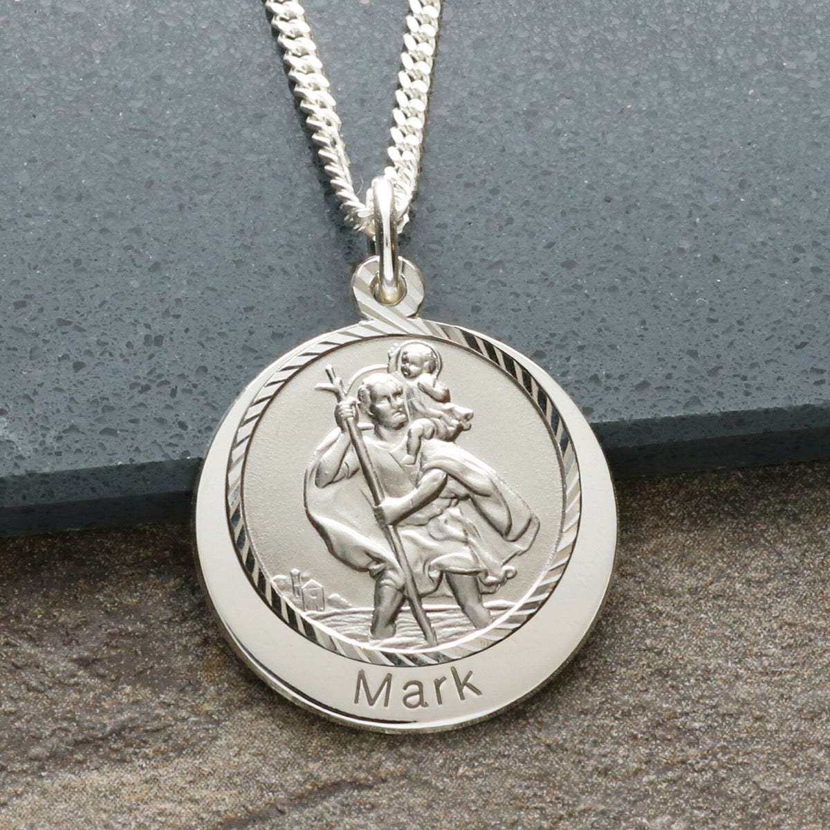 Sterling Silver Personalised St Christopher With Concealed Travellers Prayer