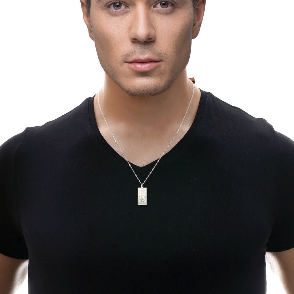 Sterling Silver Custom Hallmarked Small St Christopher Ingot With Optional Engraving and Chain - Love Silver Jewellery