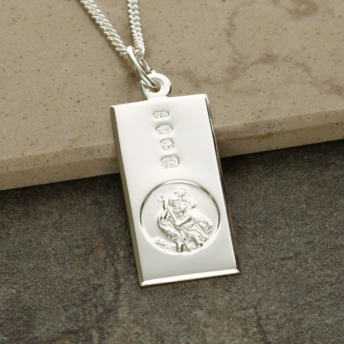 Sterling Silver Custom Hallmarked St Christopher Ingot With Optional Engraving and Chain - Love Silver Jewellery