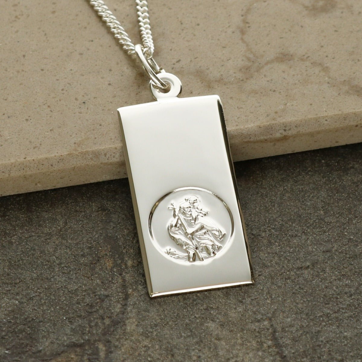 Sterling Silver St Christopher Ingot With Optional Engraving and Chain - Love Silver Jewellery