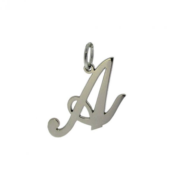 9ct White Gold Script Initial Pendant - Love Silver Jewellery