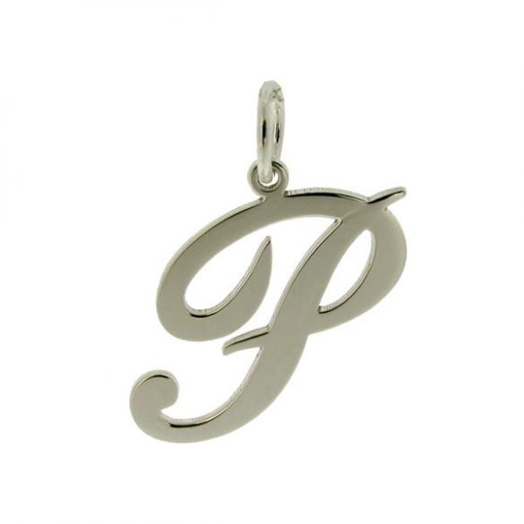 9ct White Gold Script Initial Pendant