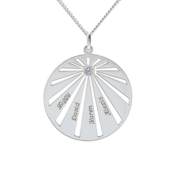 Sterling Silver Sunburst Family Pendant With Optional CZ Or Diamond & Chain