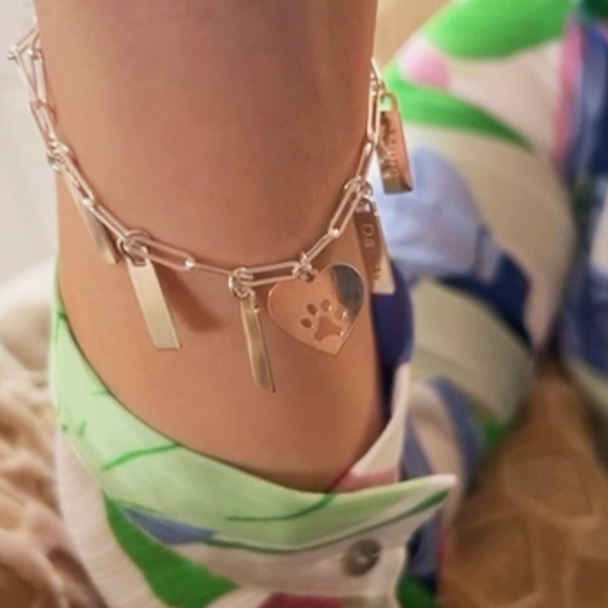 Sterling Silver Paper Clip Link Bracelet With Engraved Tag Options