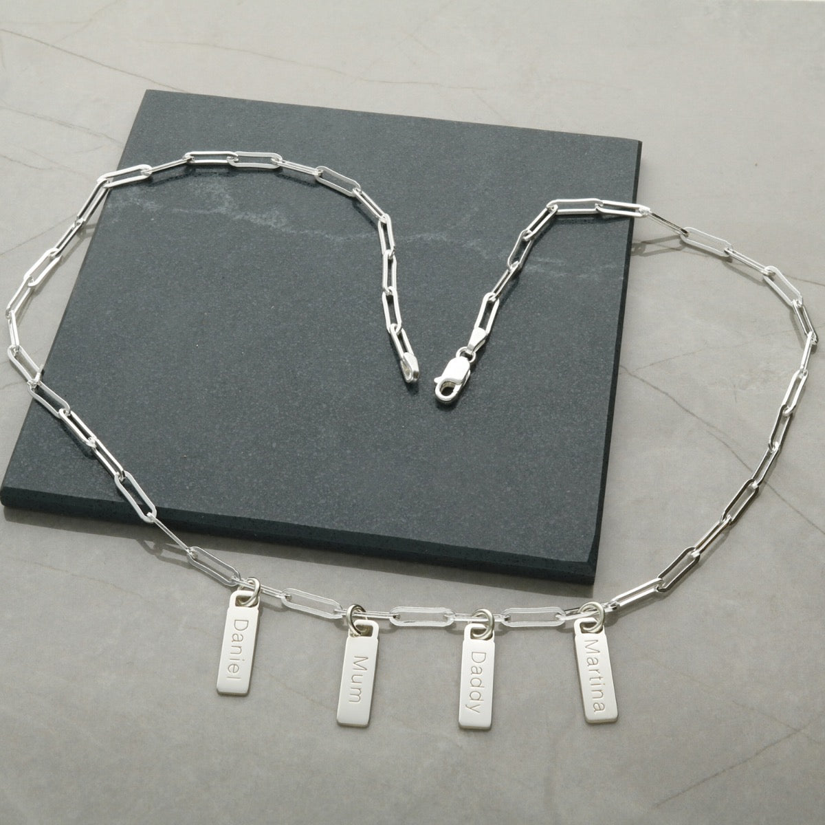 Sterling Silver Custom Name Tags Necklace