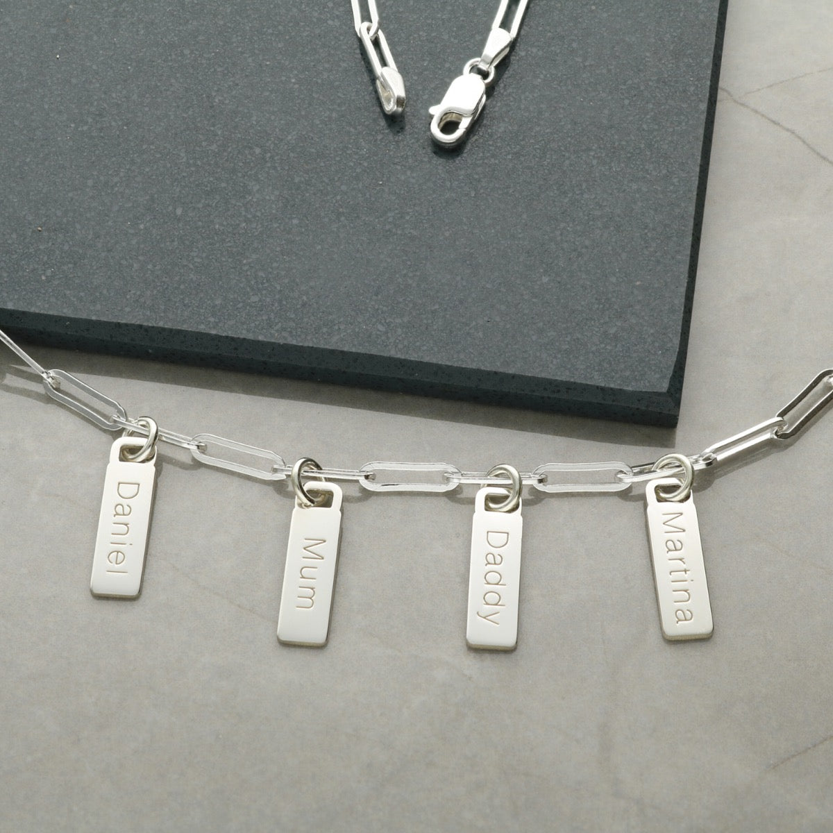 Sterling Silver Custom Name Tags Necklace