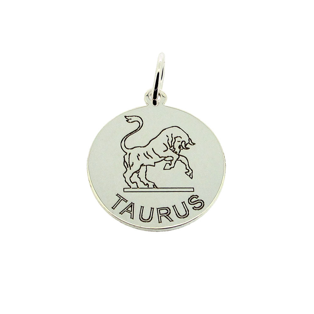 Sterling Silver 20mm Round Zodiac Pendant Necklace With Optional Engraving